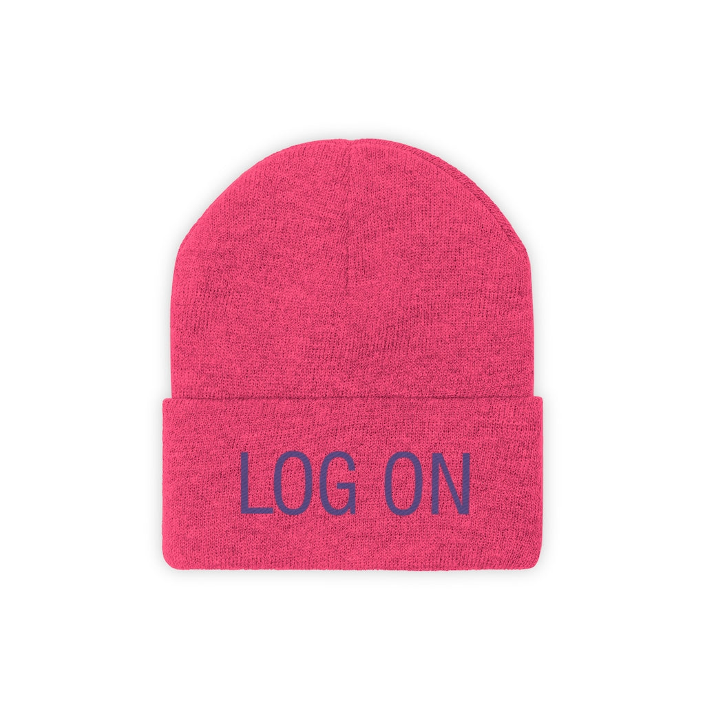 "Log On" Purple Letters Knit Beanie #VezzyWorld π½ππΎ - VezzyWorld