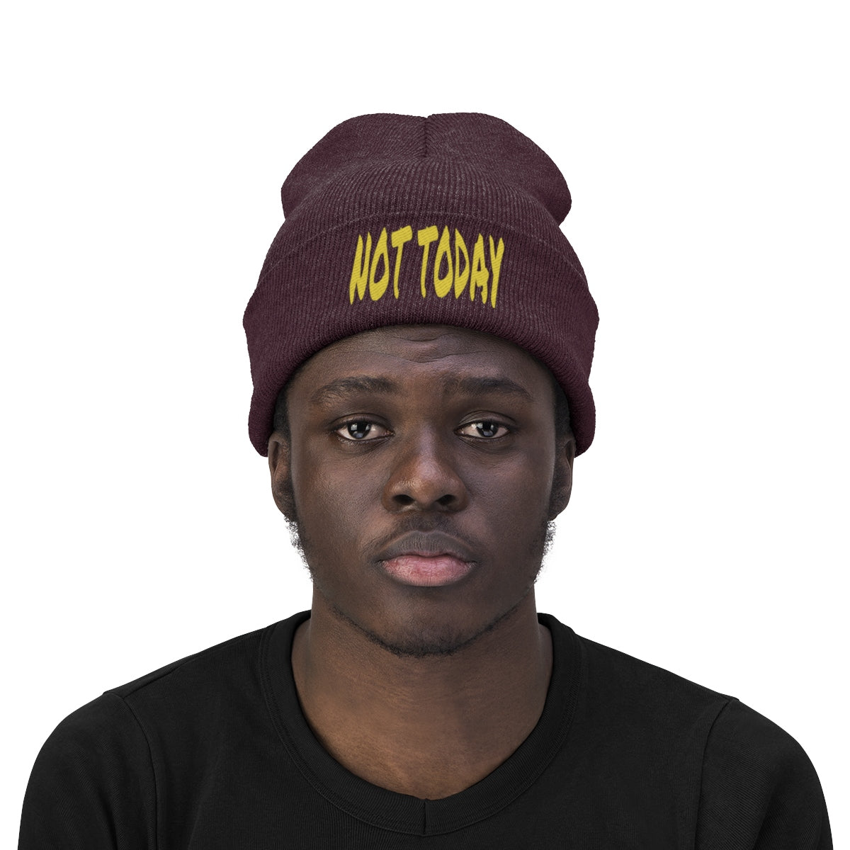 "Not Today" Yellow Letters Knit Beanie #VezzyWorld π½ππΎ - VezzyWorld