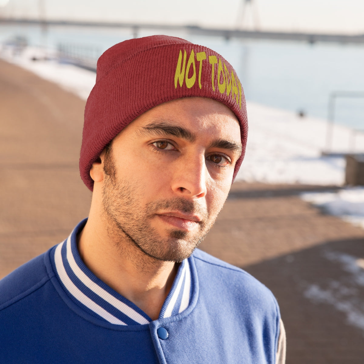"Not Today" Yellow Letters Knit Beanie #VezzyWorld π½ππΎ - VezzyWorld