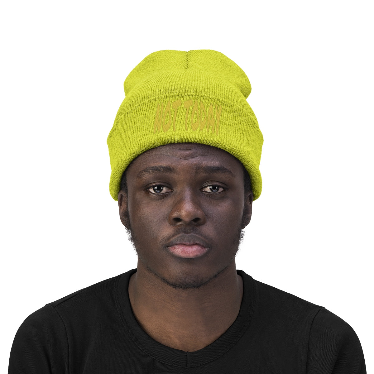"Not Today" Yellow Letters Knit Beanie #VezzyWorld π½ππΎ - VezzyWorld