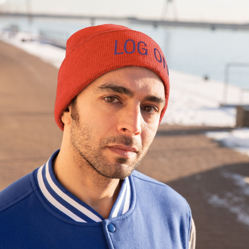 "Log On" Purple Letters Knit Beanie #VezzyWorld π½ππΎ - VezzyWorld