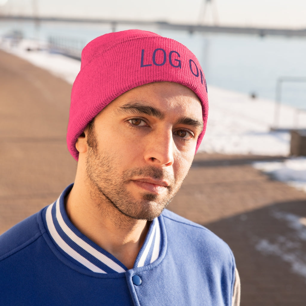 "Log On" Purple Letters Knit Beanie #VezzyWorld π½ππΎ - VezzyWorld