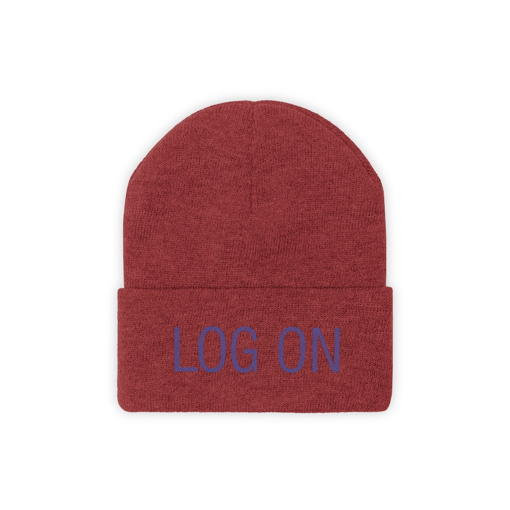 "Log On" Purple Letters Knit Beanie #VezzyWorld π½ππΎ - VezzyWorld