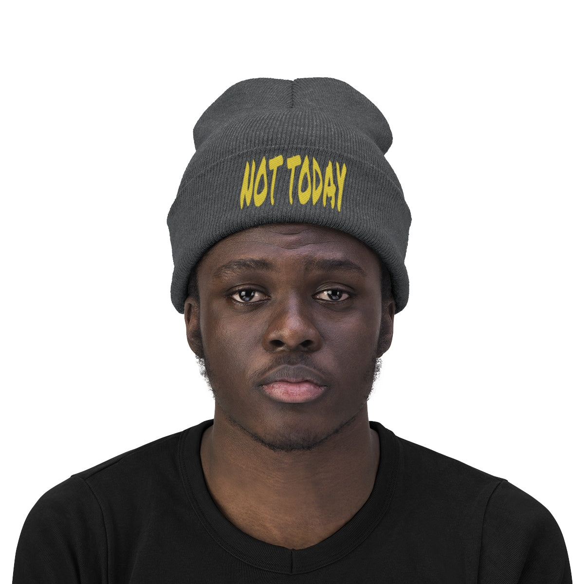 "Not Today" Yellow Letters Knit Beanie #VezzyWorld π½ππΎ - VezzyWorld