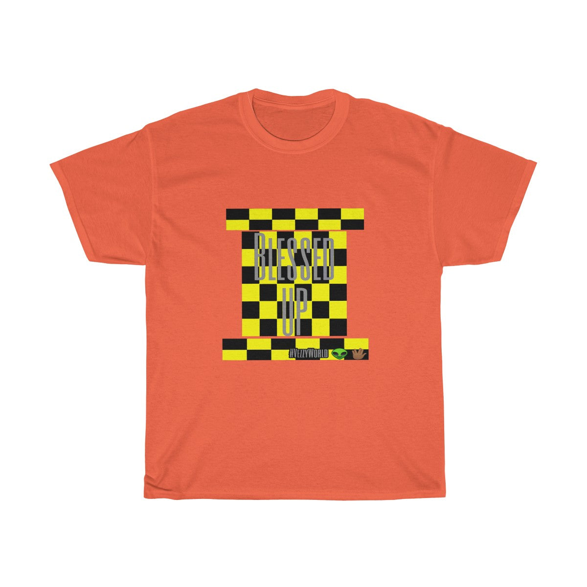 Yellow Checkered w/Grey " Blessed Up" Tee π½ππΎ - VezzyWorld