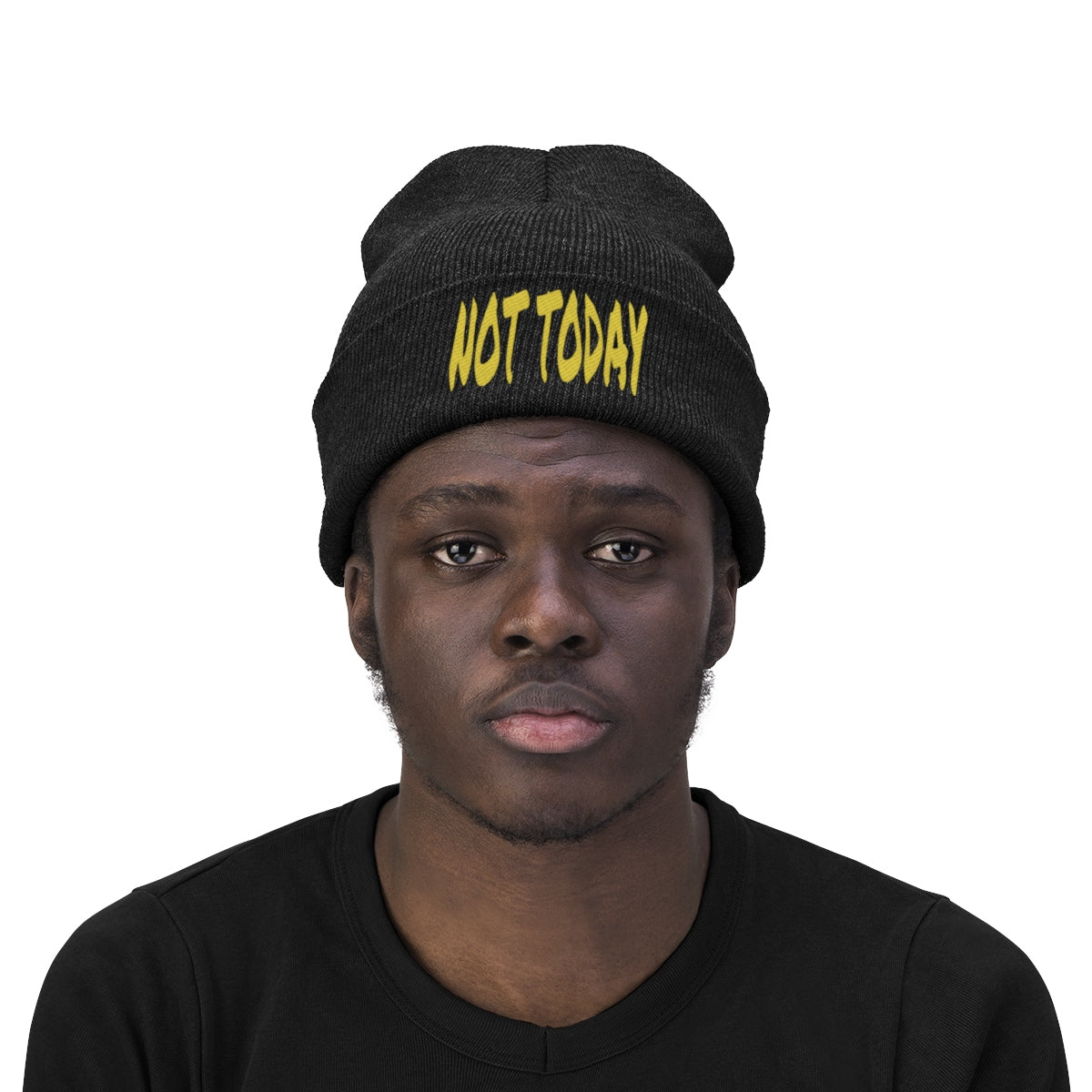 "Not Today" Yellow Letters Knit Beanie #VezzyWorld π½ππΎ - VezzyWorld