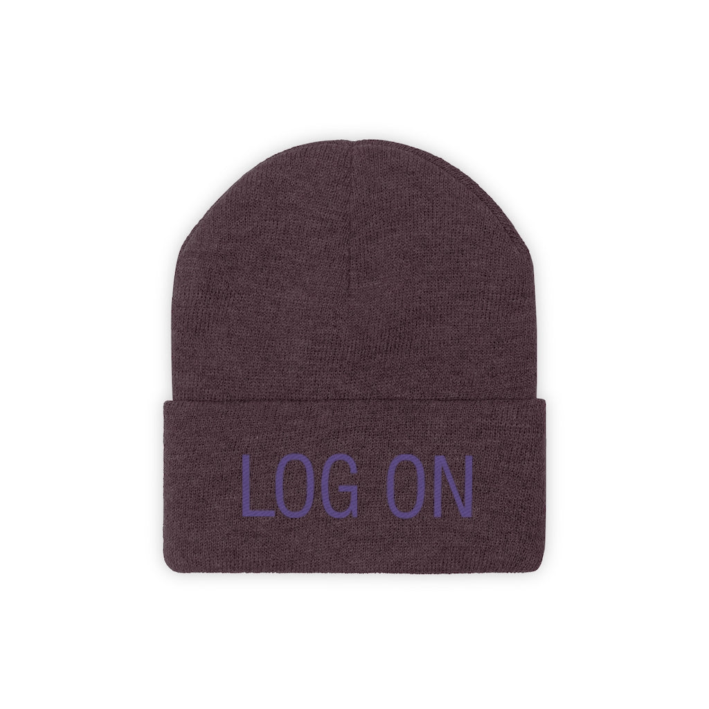 "Log On" Purple Letters Knit Beanie #VezzyWorld π½ππΎ - VezzyWorld