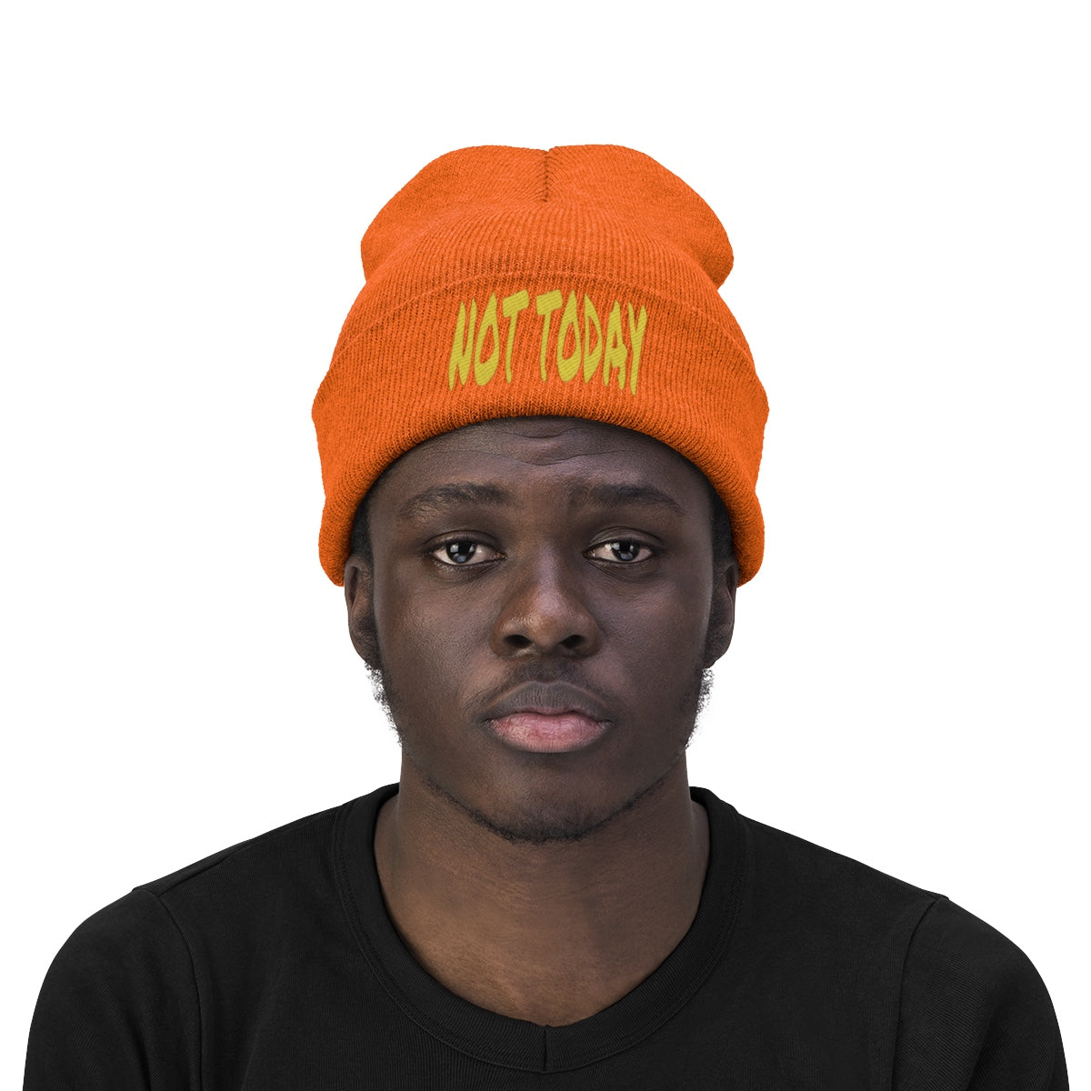 "Not Today" Yellow Letters Knit Beanie #VezzyWorld π½ππΎ - VezzyWorld