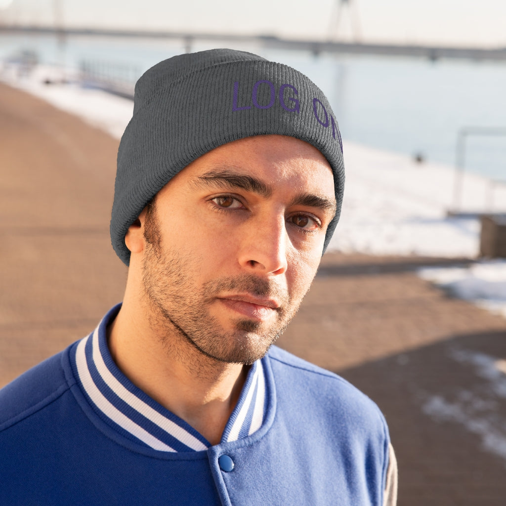 "Log On" Purple Letters Knit Beanie #VezzyWorld π½ππΎ - VezzyWorld