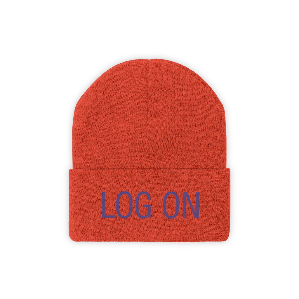 "Log On" Purple Letters Knit Beanie #VezzyWorld π½ππΎ - VezzyWorld