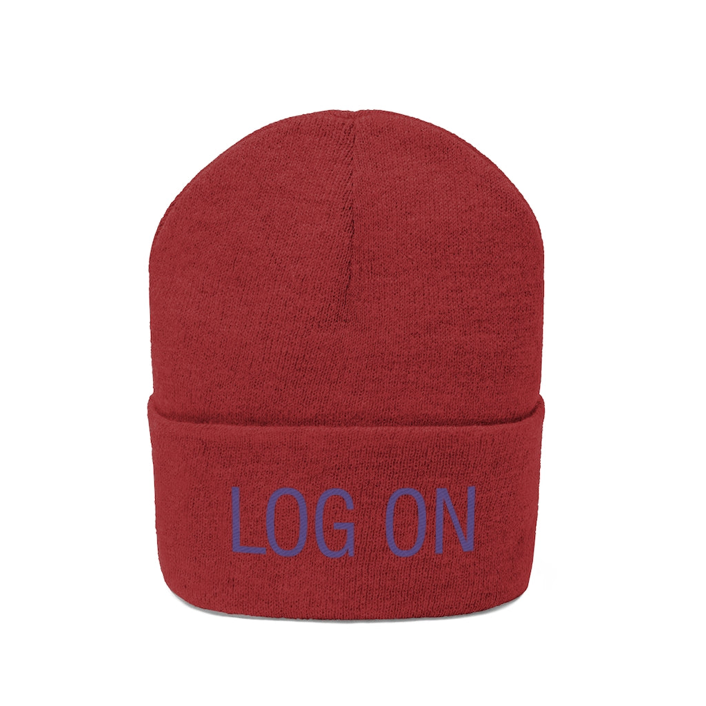 "Log On" Purple Letters Knit Beanie #VezzyWorld π½ππΎ - VezzyWorld