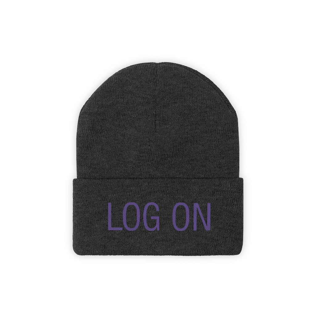 "Log On" Purple Letters Knit Beanie #VezzyWorld π½ππΎ - VezzyWorld