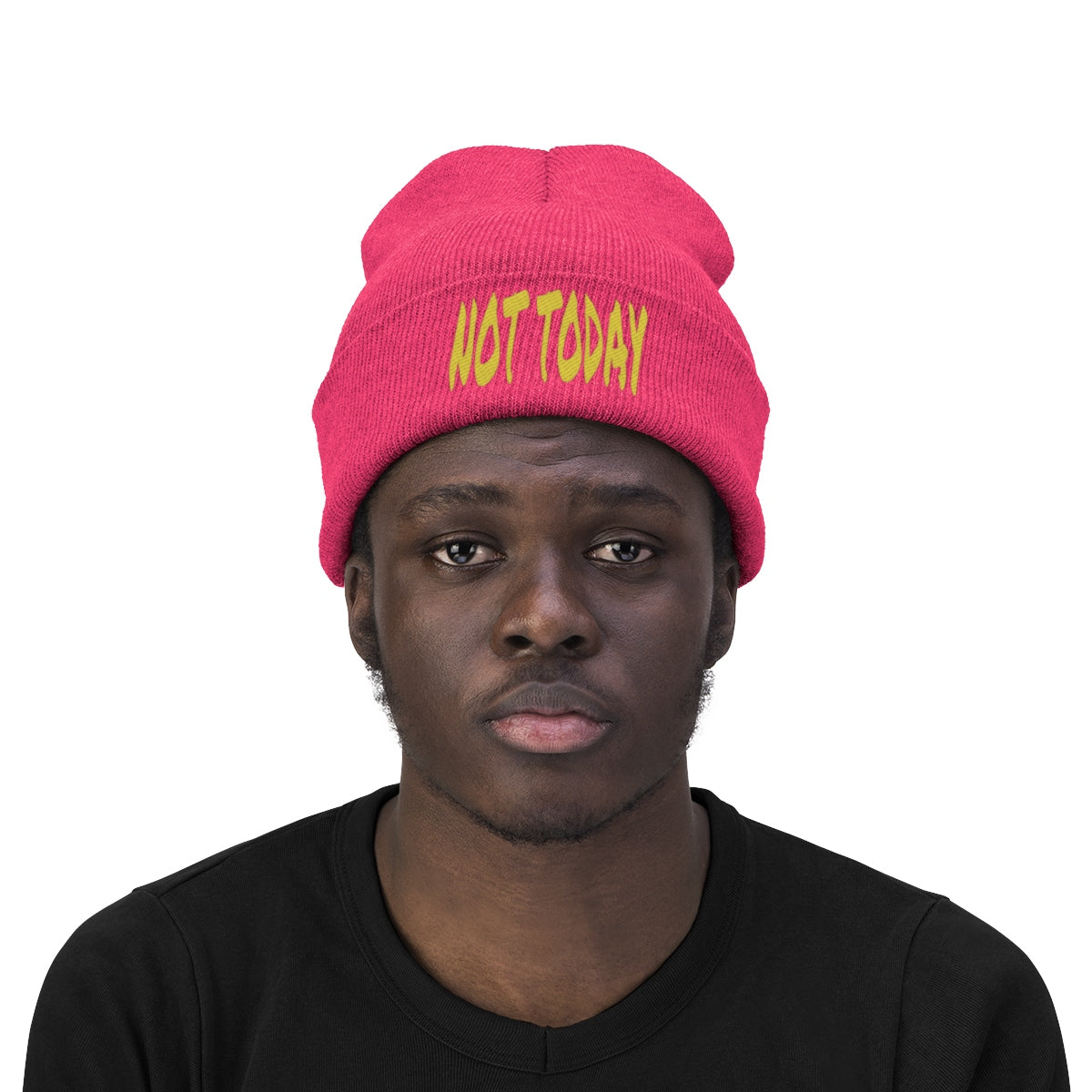 "Not Today" Yellow Letters Knit Beanie #VezzyWorld π½ππΎ - VezzyWorld