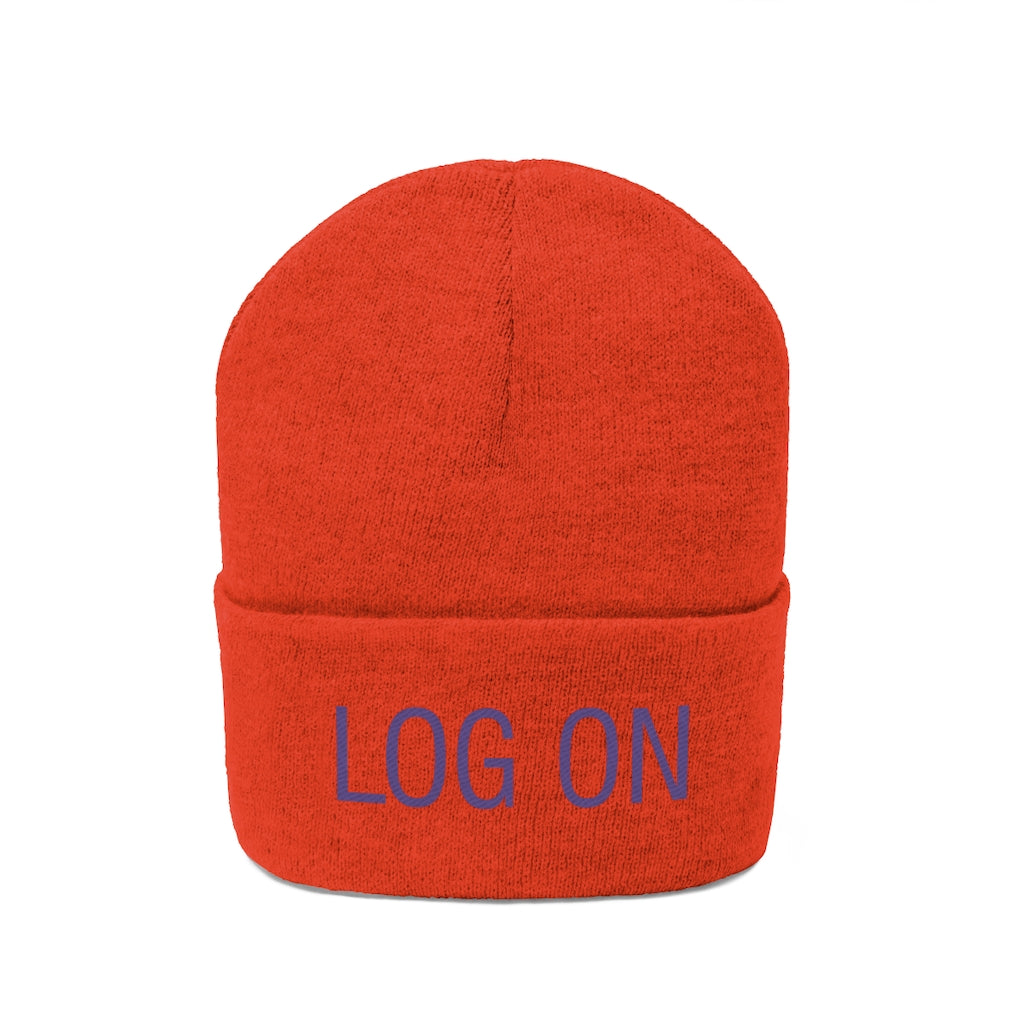 "Log On" Purple Letters Knit Beanie #VezzyWorld π½ππΎ - VezzyWorld