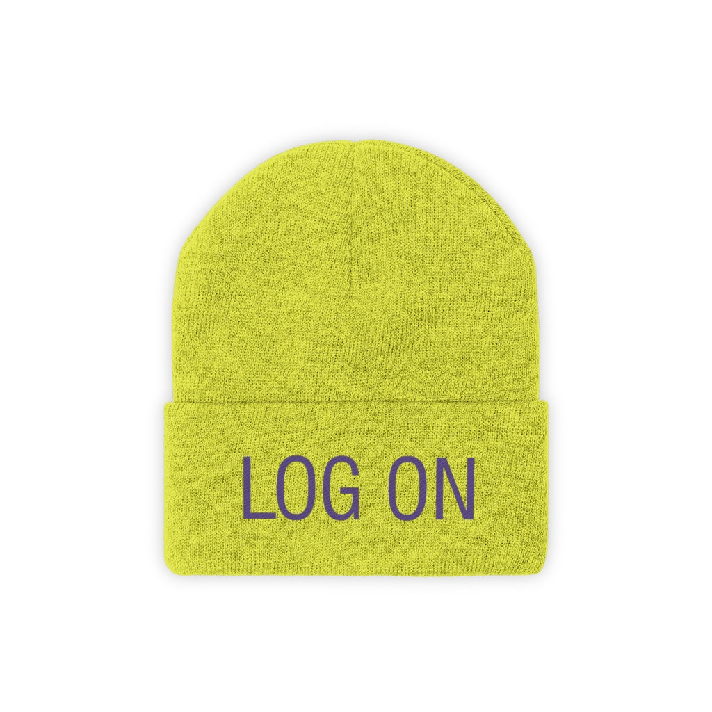 "Log On" Purple Letters Knit Beanie #VezzyWorld π½ππΎ - VezzyWorld