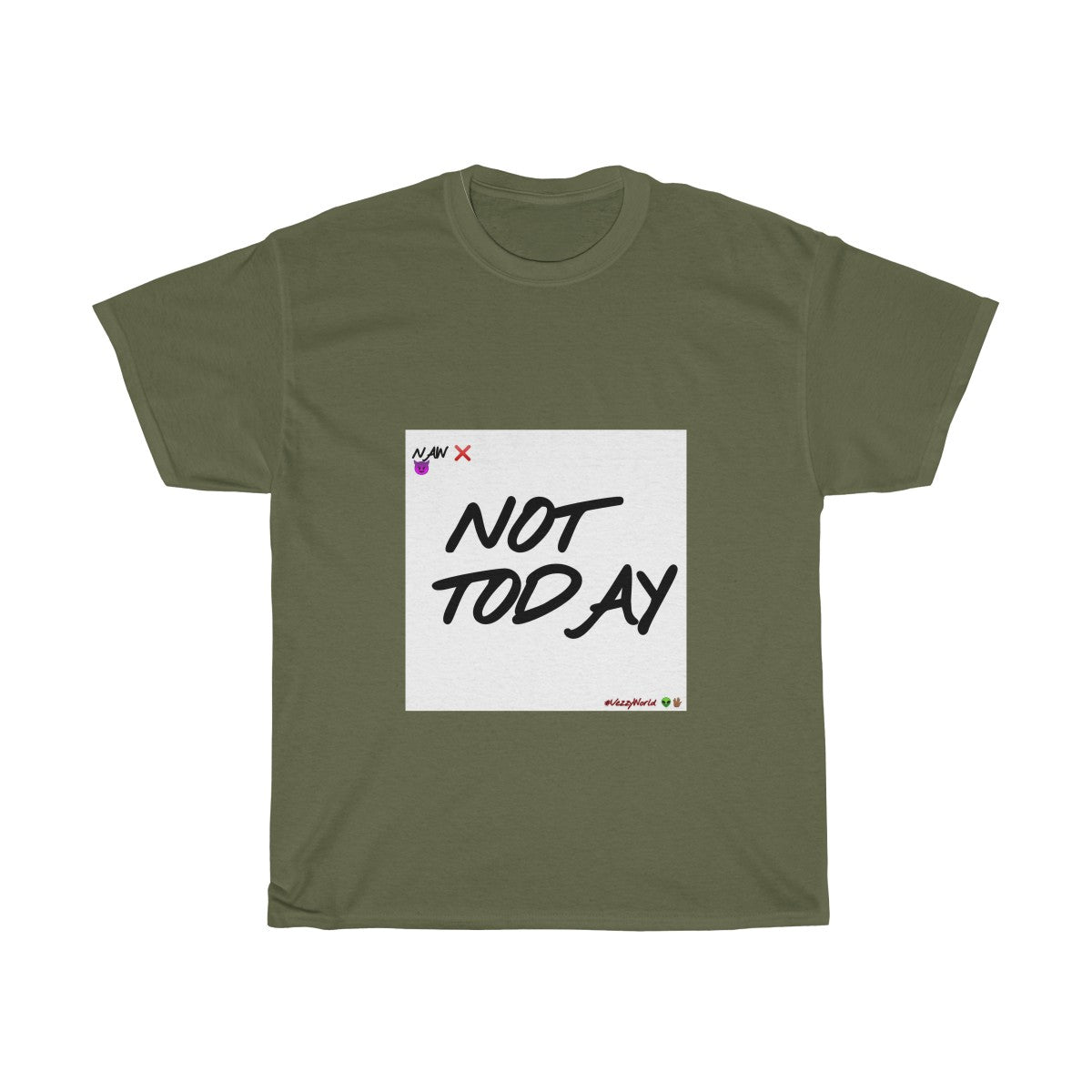 White Background/ Black Finesse Letters"NOT TODAY" Unisex Heavy Cotton Tee π½ - VezzyWorld