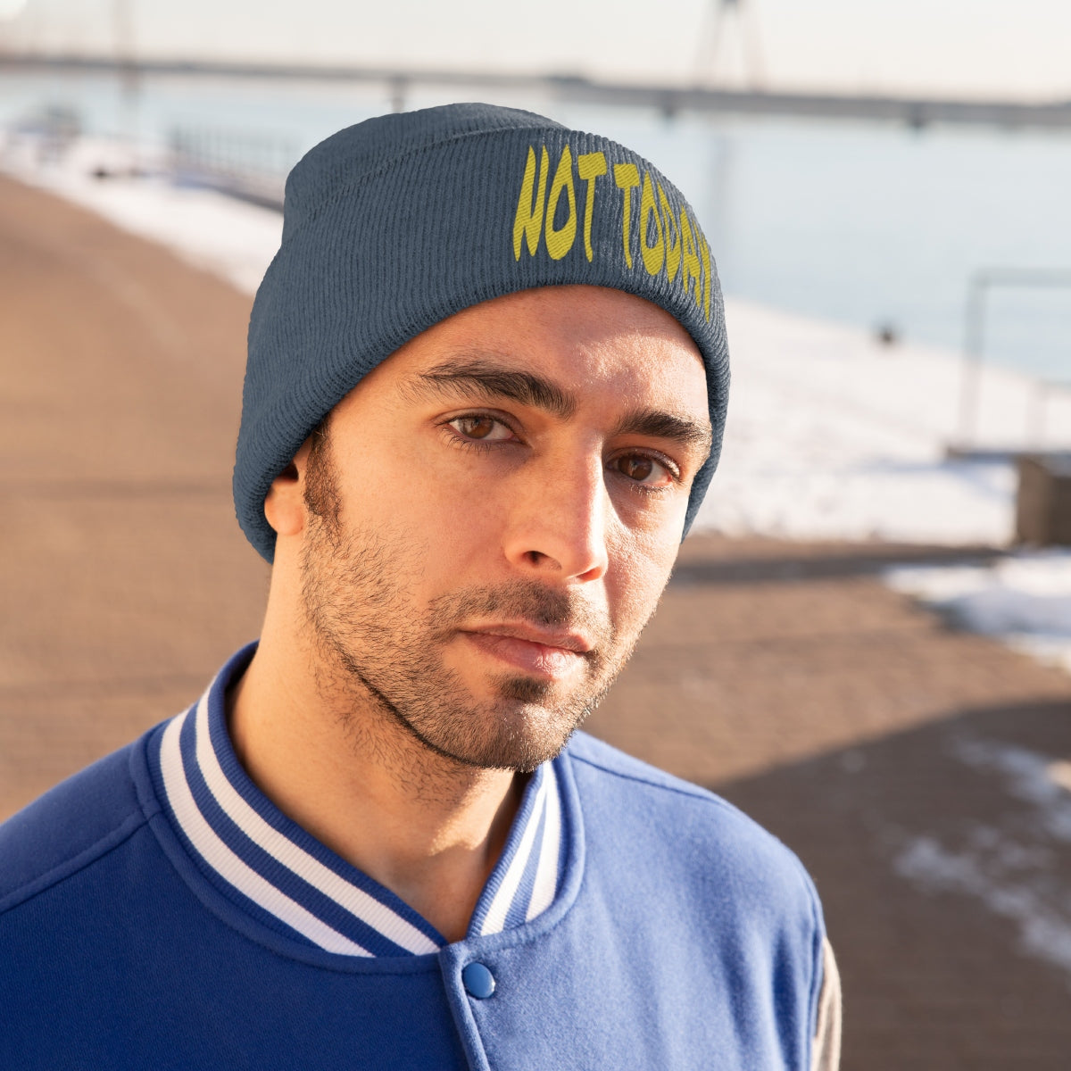 "Not Today" Yellow Letters Knit Beanie #VezzyWorld π½ππΎ - VezzyWorld