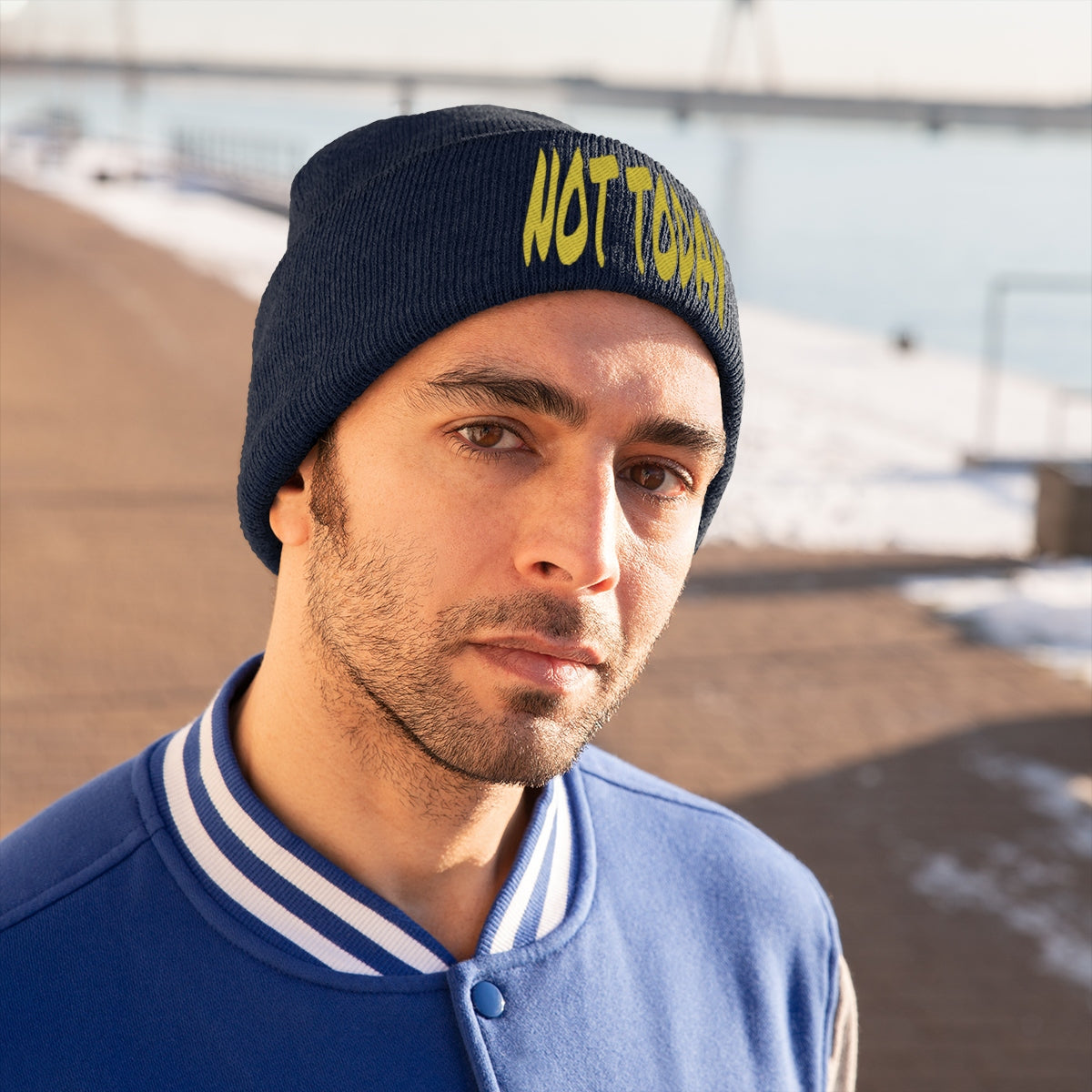 "Not Today" Yellow Letters Knit Beanie #VezzyWorld π½ππΎ - VezzyWorld