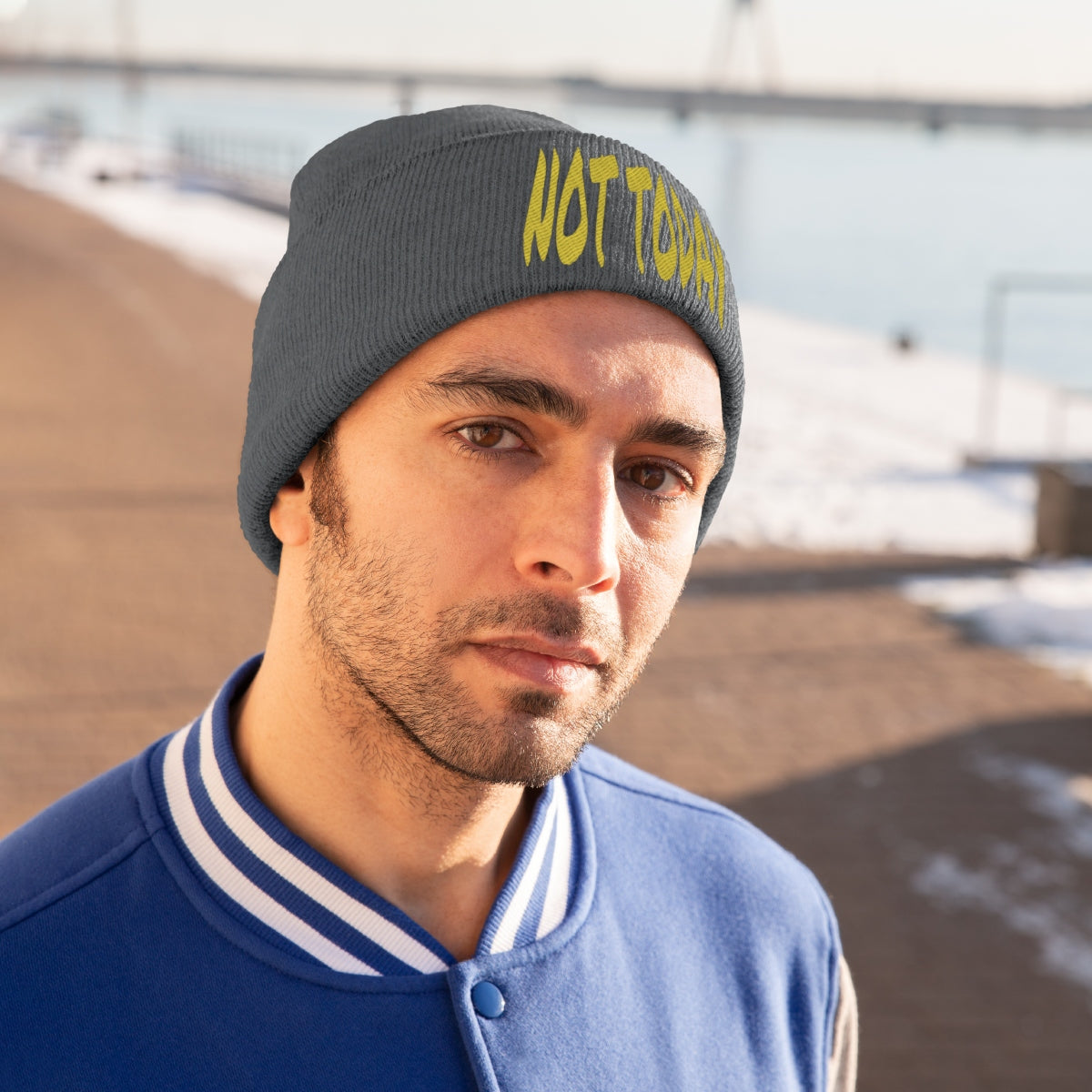 "Not Today" Yellow Letters Knit Beanie #VezzyWorld π½ππΎ - VezzyWorld