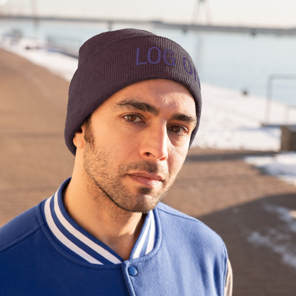"Log On" Purple Letters Knit Beanie #VezzyWorld π½ππΎ - VezzyWorld