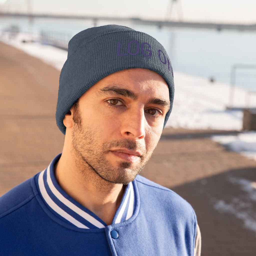 "Log On" Purple Letters Knit Beanie #VezzyWorld π½ππΎ - VezzyWorld