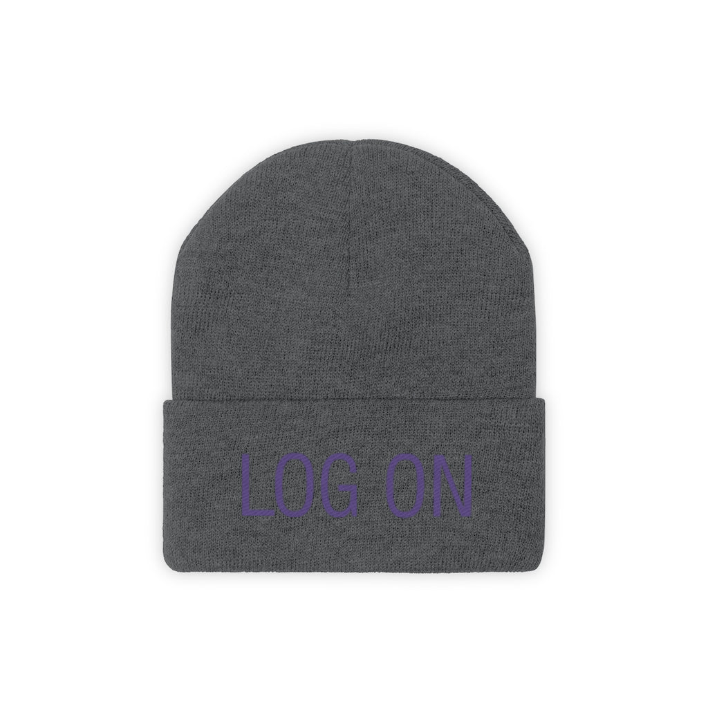 "Log On" Purple Letters Knit Beanie #VezzyWorld π½ππΎ - VezzyWorld