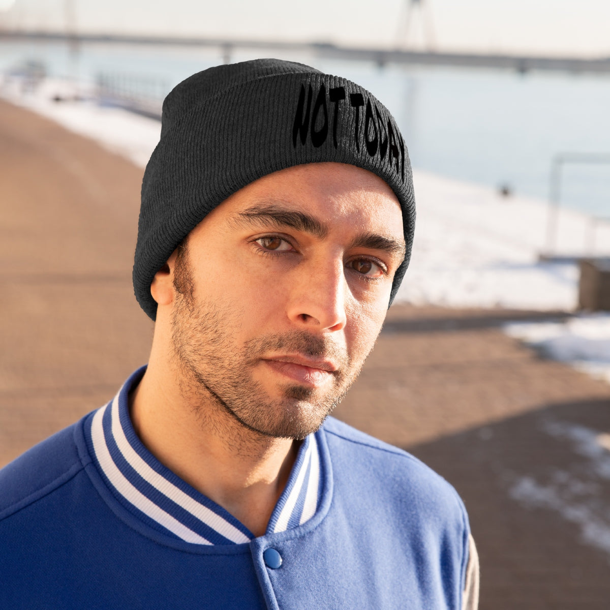 "Not Today" Black Letters Knit Beanie #VezzyWorld π½ππΎ - VezzyWorld