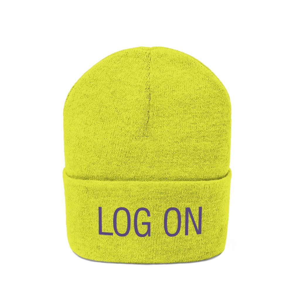 "Log On" Purple Letters Knit Beanie #VezzyWorld π½ππΎ - VezzyWorld