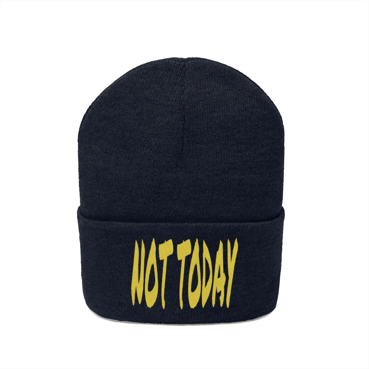 "Not Today" Yellow Letters Knit Beanie #VezzyWorld π½ππΎ - VezzyWorld