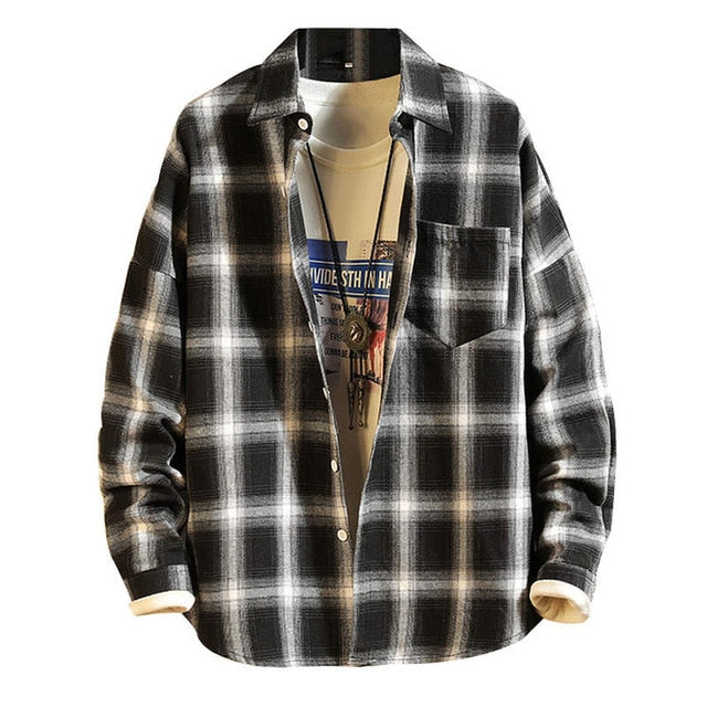 Checkered Men Flannel Plaid Shirt Men #VezzyWorld π½ππΎ - VezzyWorld