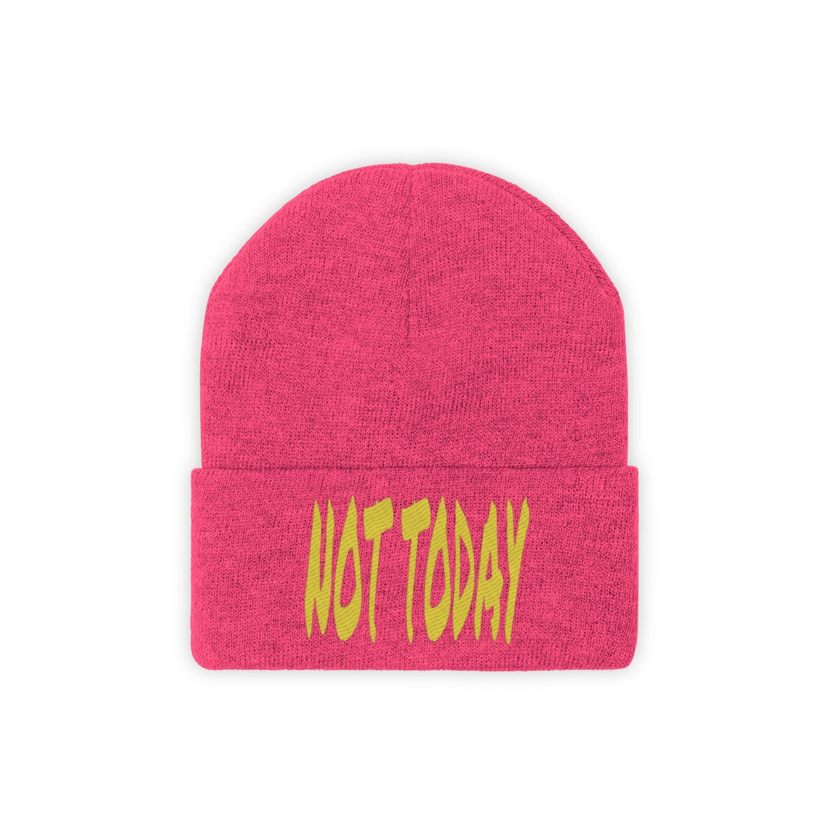 "Not Today" Yellow Letters Knit Beanie #VezzyWorld 👽🖖🏾 - VezzyWorld