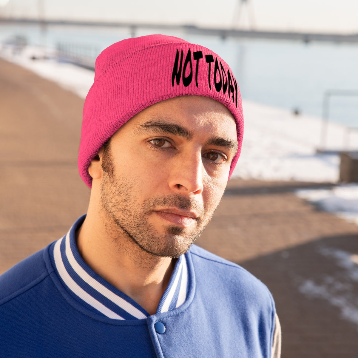 "Not Today" Black Letters Knit Beanie #VezzyWorld 👽🖖🏾 - VezzyWorld