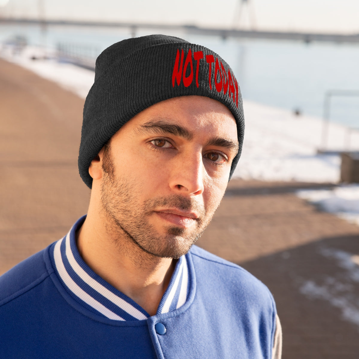 "Not Today" Red Letters Knit Beanie #VezzyWorld 👽🖖🏾 - VezzyWorld