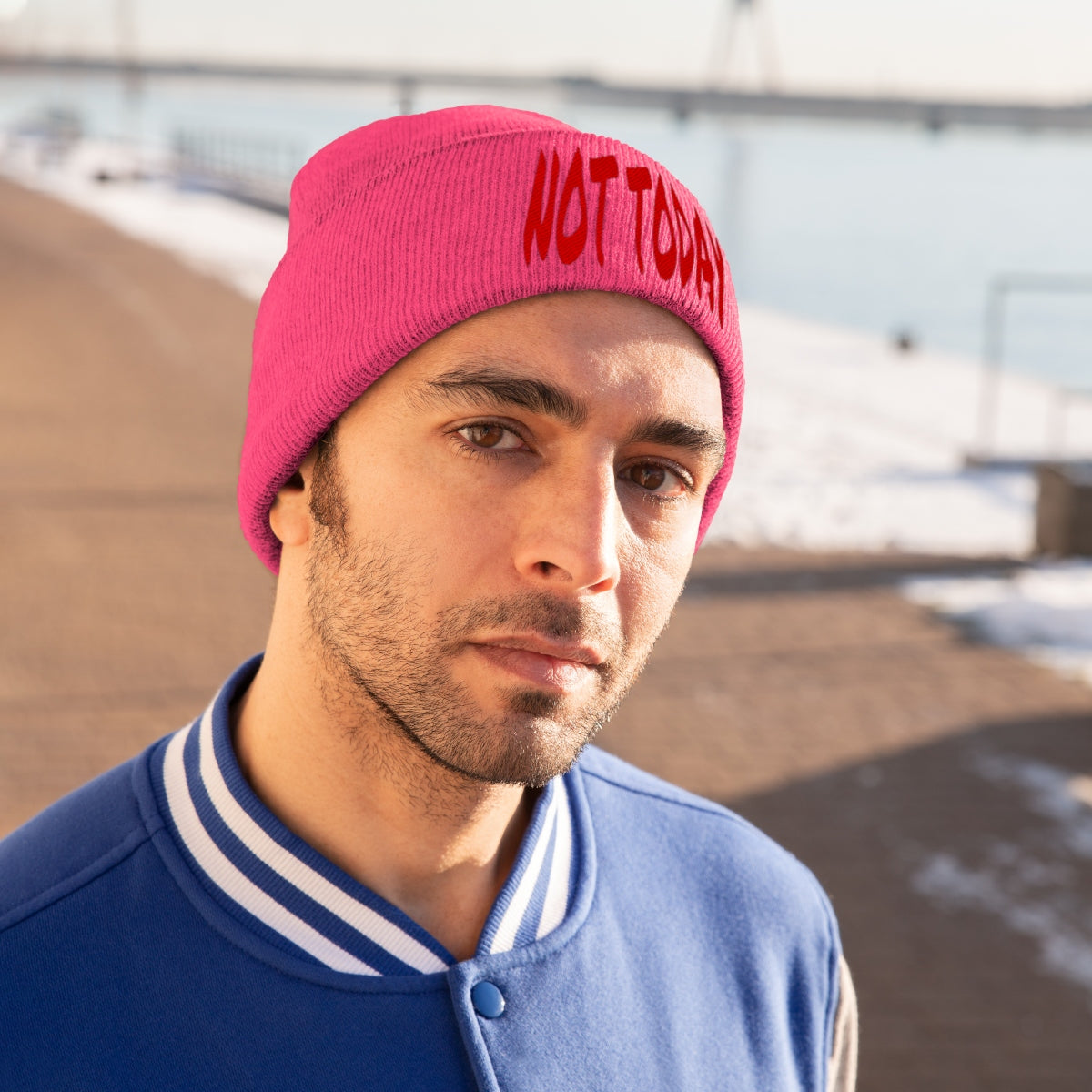 "Not Today" Red Letters Knit Beanie #VezzyWorld 👽🖖🏾 - VezzyWorld