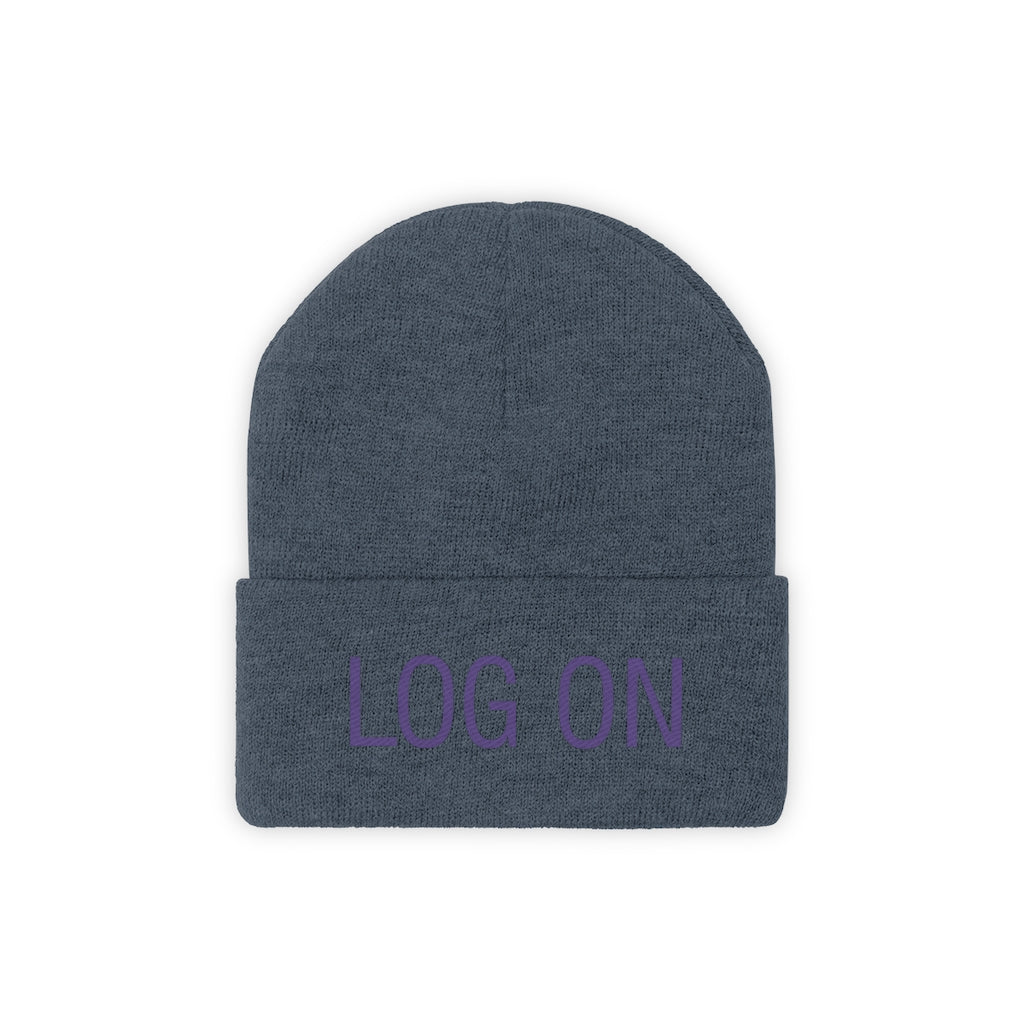 "Log On" Purple Letters Knit Beanie #VezzyWorld 👽🖖🏾 - VezzyWorld