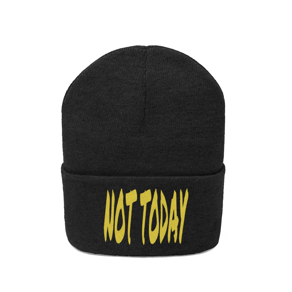 "Not Today" Yellow Letters Knit Beanie #VezzyWorld 👽🖖🏾 - VezzyWorld