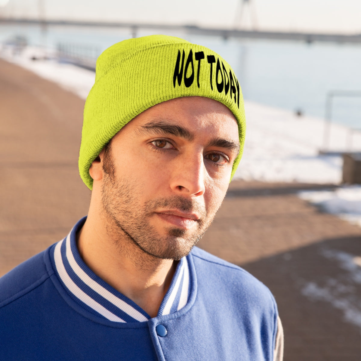 "Not Today" Black Letters Knit Beanie #VezzyWorld 👽🖖🏾 - VezzyWorld