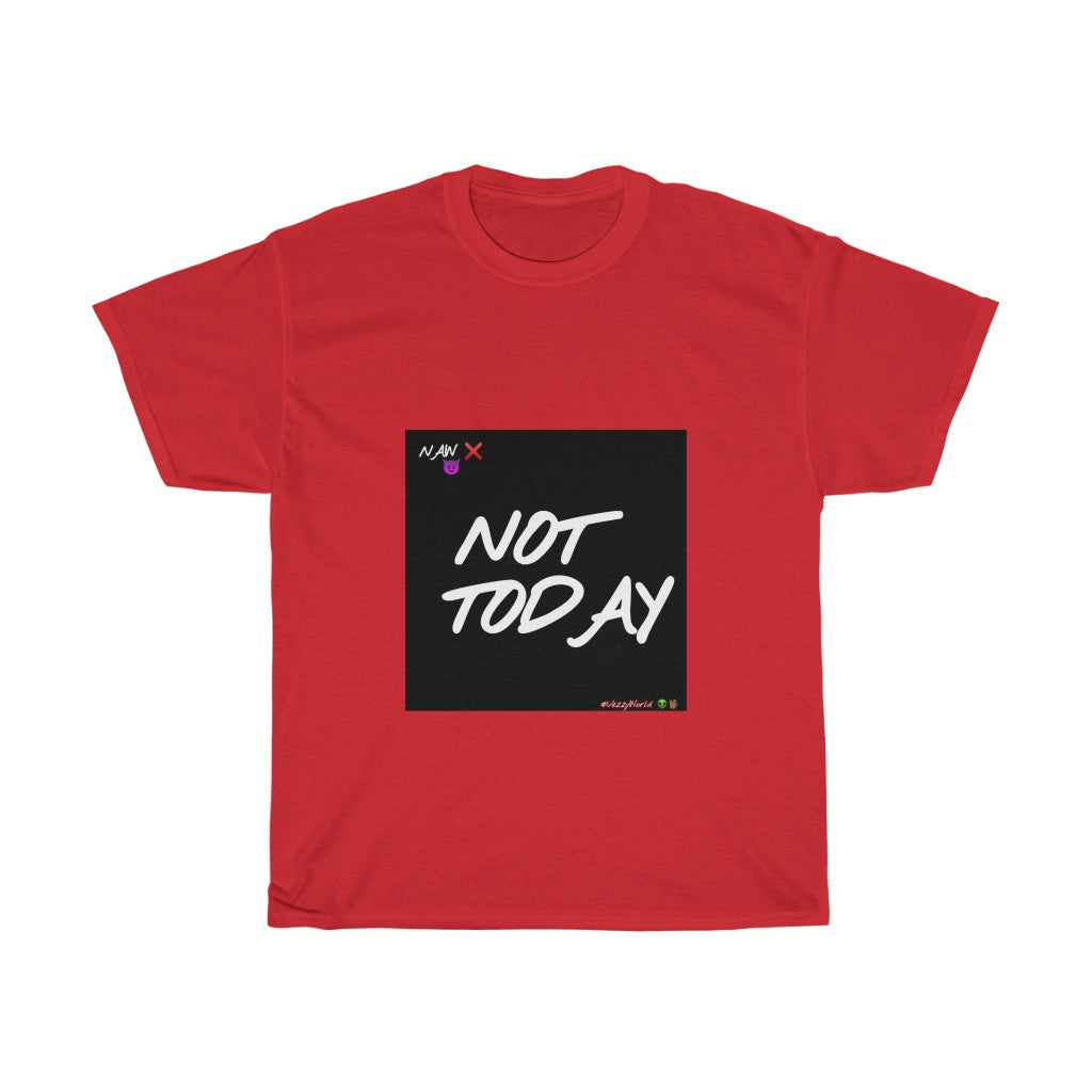 Black Background/ White Finesse Letters"NOT TODAY" Unisex Heavy Cotton Tee 👽🖖🏾 - VezzyWorld