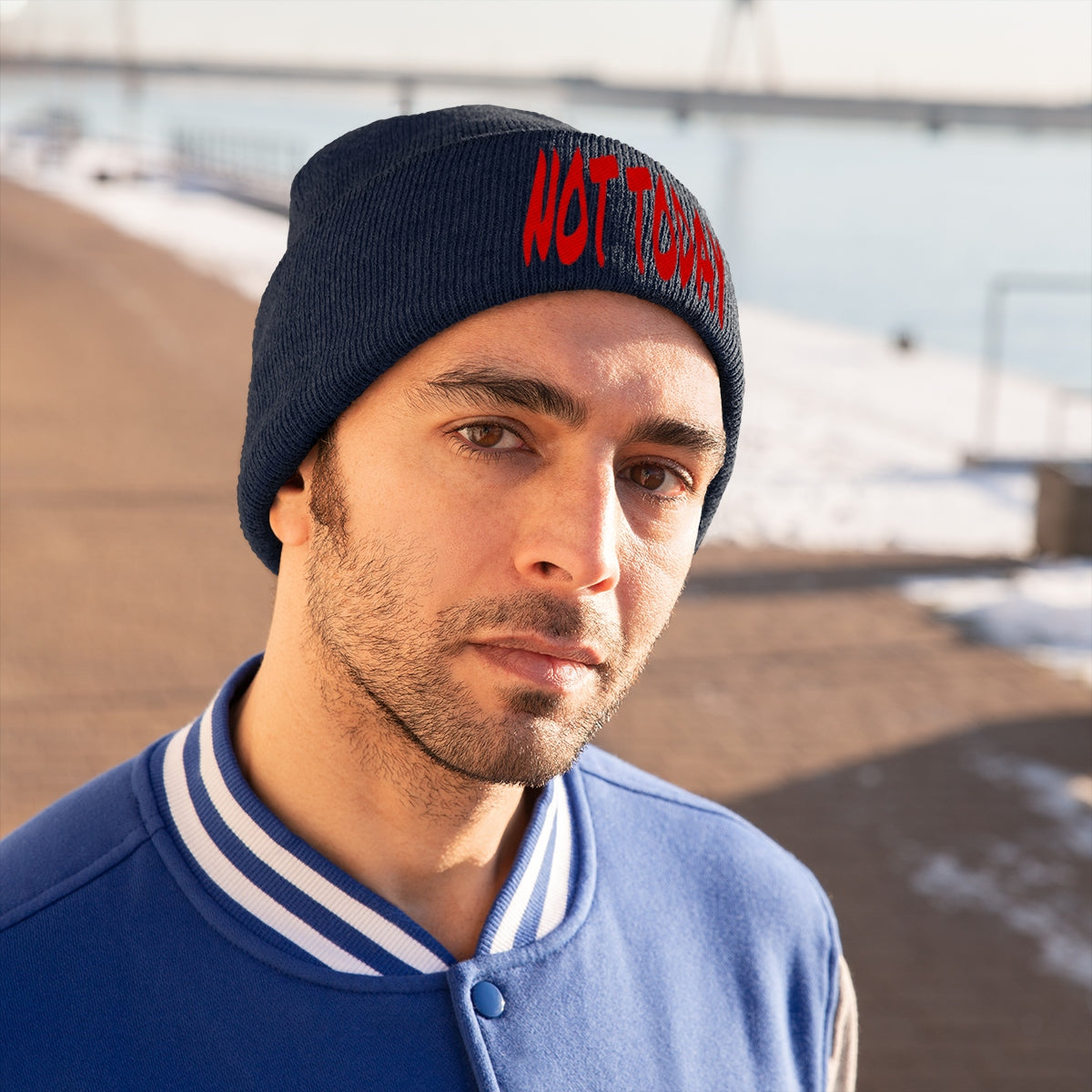 "Not Today" Red Letters Knit Beanie #VezzyWorld 👽🖖🏾 - VezzyWorld