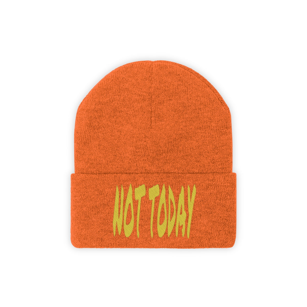 "Not Today" Yellow Letters Knit Beanie #VezzyWorld 👽🖖🏾 - VezzyWorld