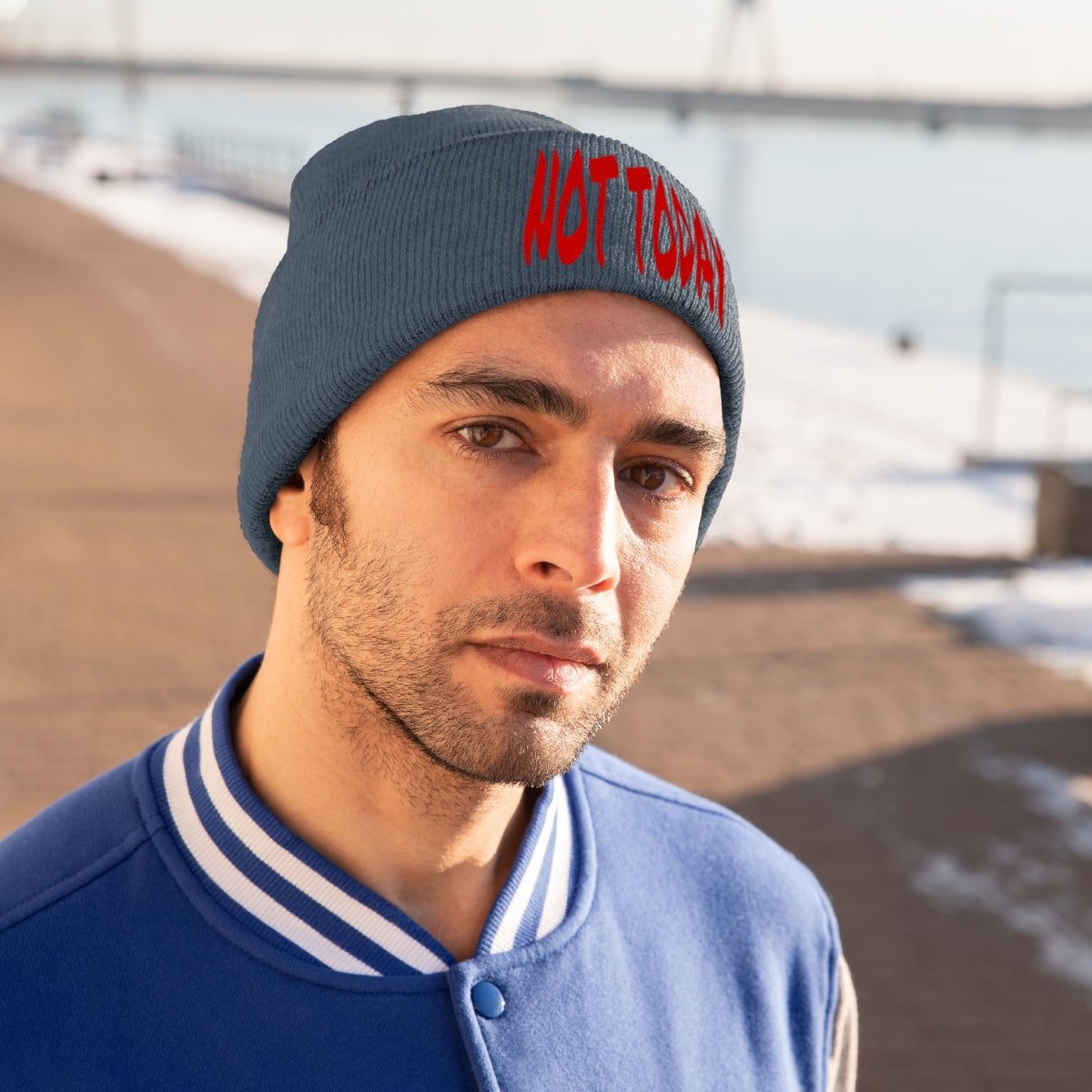 "Not Today" Red Letters Knit Beanie #VezzyWorld 👽🖖🏾 - VezzyWorld