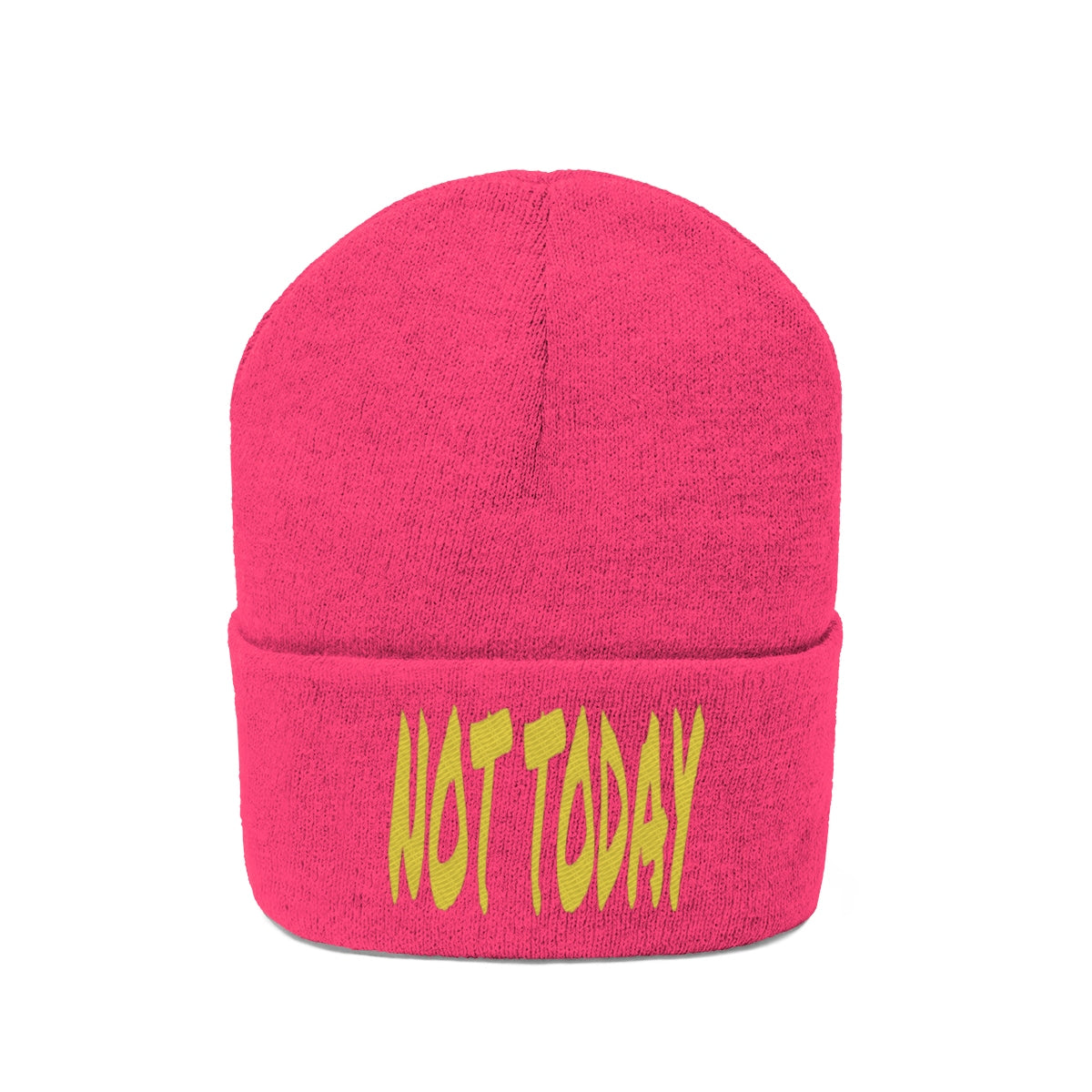 "Not Today" Yellow Letters Knit Beanie #VezzyWorld 👽🖖🏾 - VezzyWorld