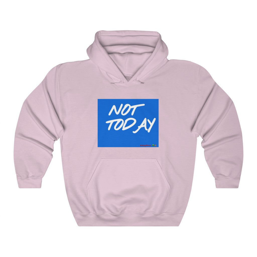 Blue Background/ White Finesse Letters"NOT TODAY" Unisex Heavy Cotton Tee 👽🖖🏾 - VezzyWorld