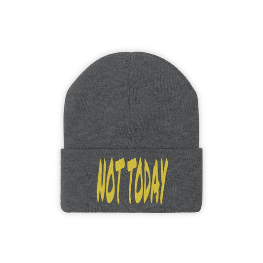 "Not Today" Yellow Letters Knit Beanie #VezzyWorld 👽🖖🏾 - VezzyWorld