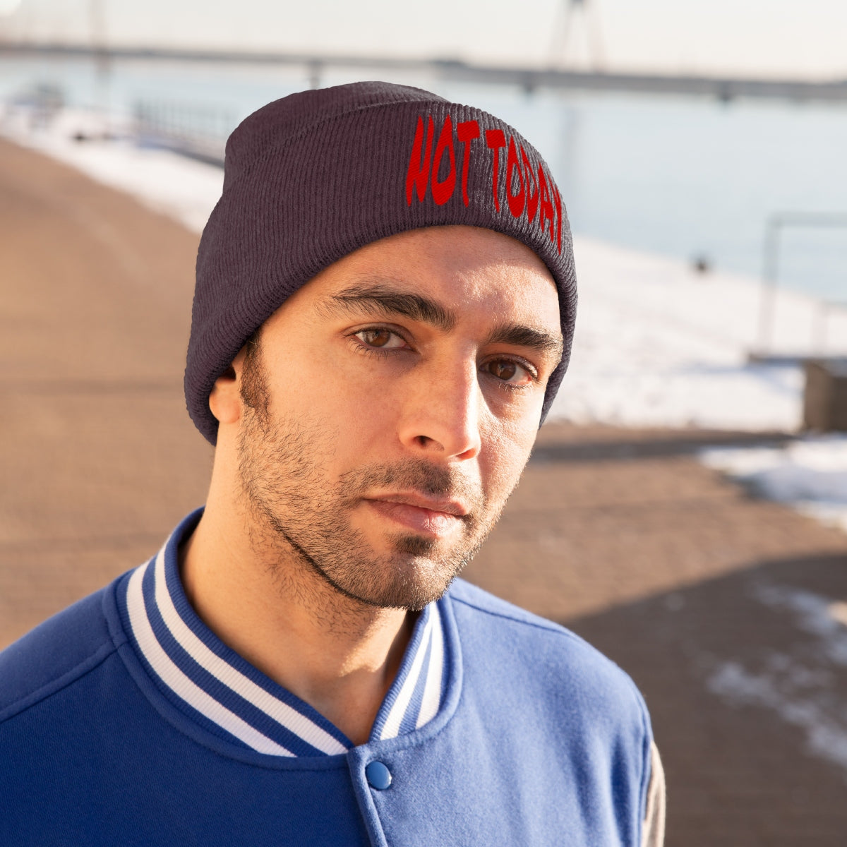 "Not Today" Red Letters Knit Beanie #VezzyWorld 👽🖖🏾 - VezzyWorld