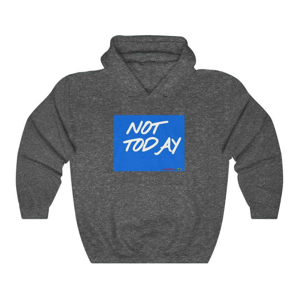 Blue Background/ White Finesse Letters"NOT TODAY" Unisex Heavy Cotton Tee 👽🖖🏾 - VezzyWorld