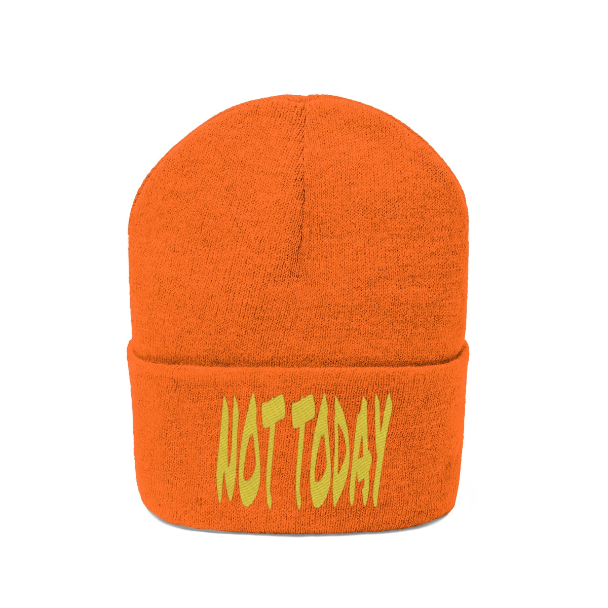 "Not Today" Yellow Letters Knit Beanie #VezzyWorld 👽🖖🏾 - VezzyWorld