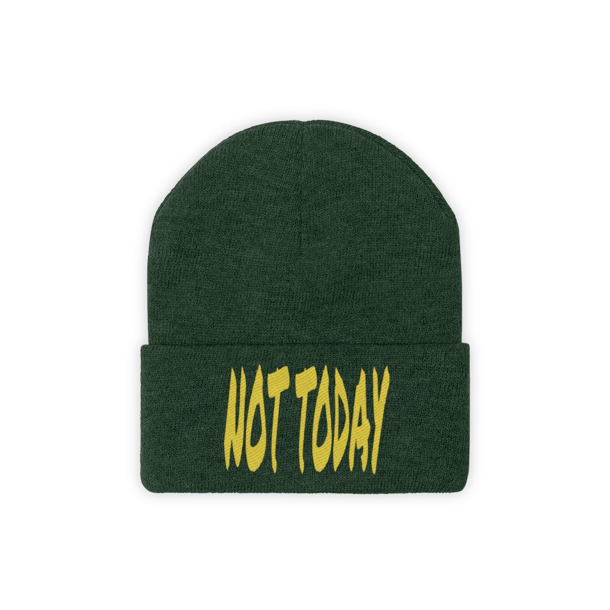 "Not Today" Yellow Letters Knit Beanie #VezzyWorld 👽🖖🏾 - VezzyWorld