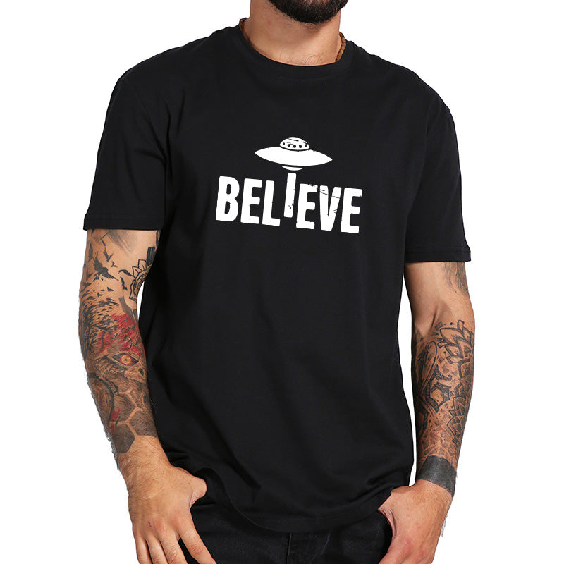 UFO Tshirt Believe Letter Graphic Alien VezzyWorld - VezzyWorld