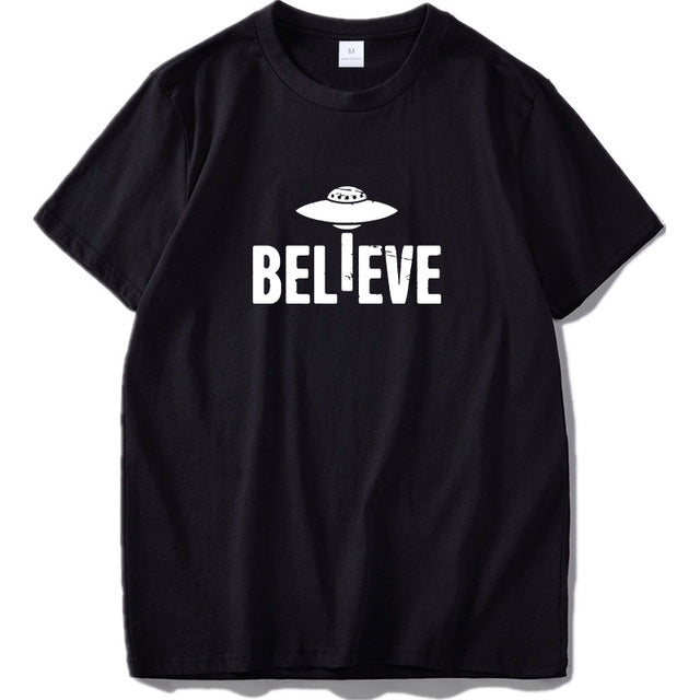 UFO Tshirt Believe Letter Graphic Alien VezzyWorld - VezzyWorld